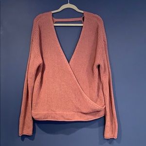 Mauve deep V wrap sweater